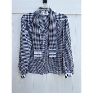 Folio Petites Womens Vintage Button Up Long Sleeve Houndstooth Sz PL ?